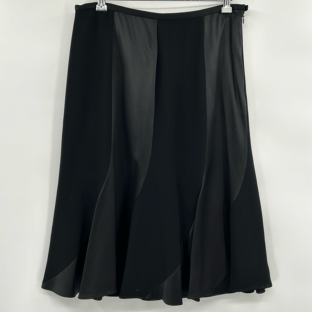 Lafayette 148 Womens Silk Panel Skirt Size 10‎ Black Career Classic Old Money